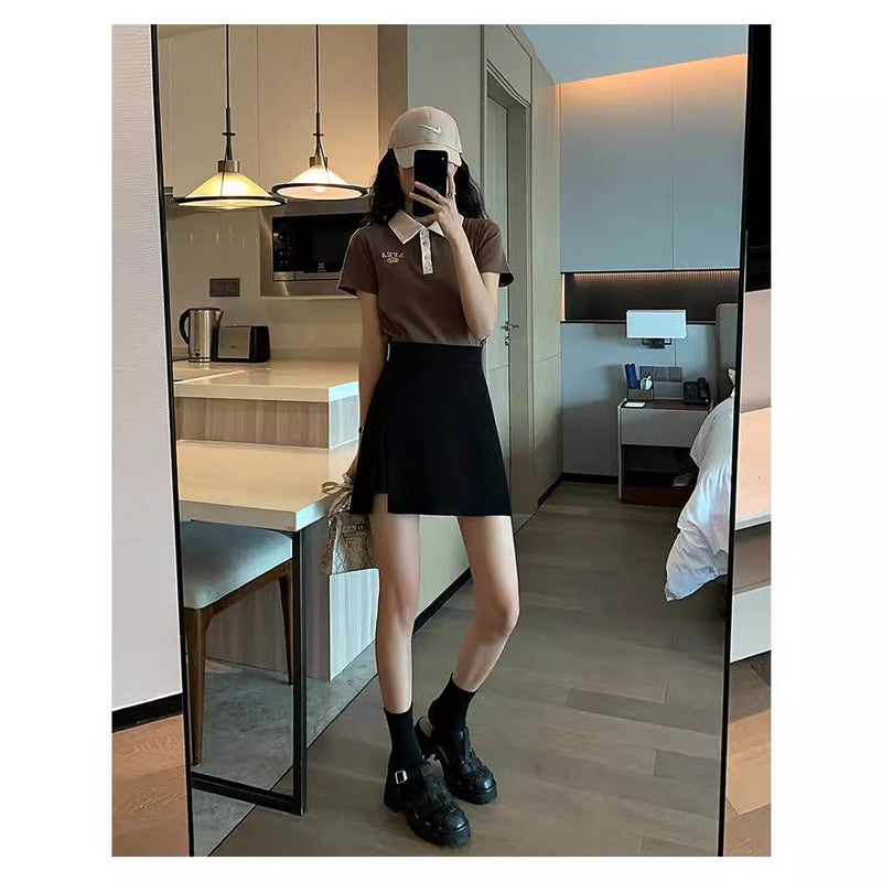 New Black Split Skirt Women'S Summer Thin High Waist Slimming Size A-Line Anti-Exposure Casual Skirt Fashion - Image 3