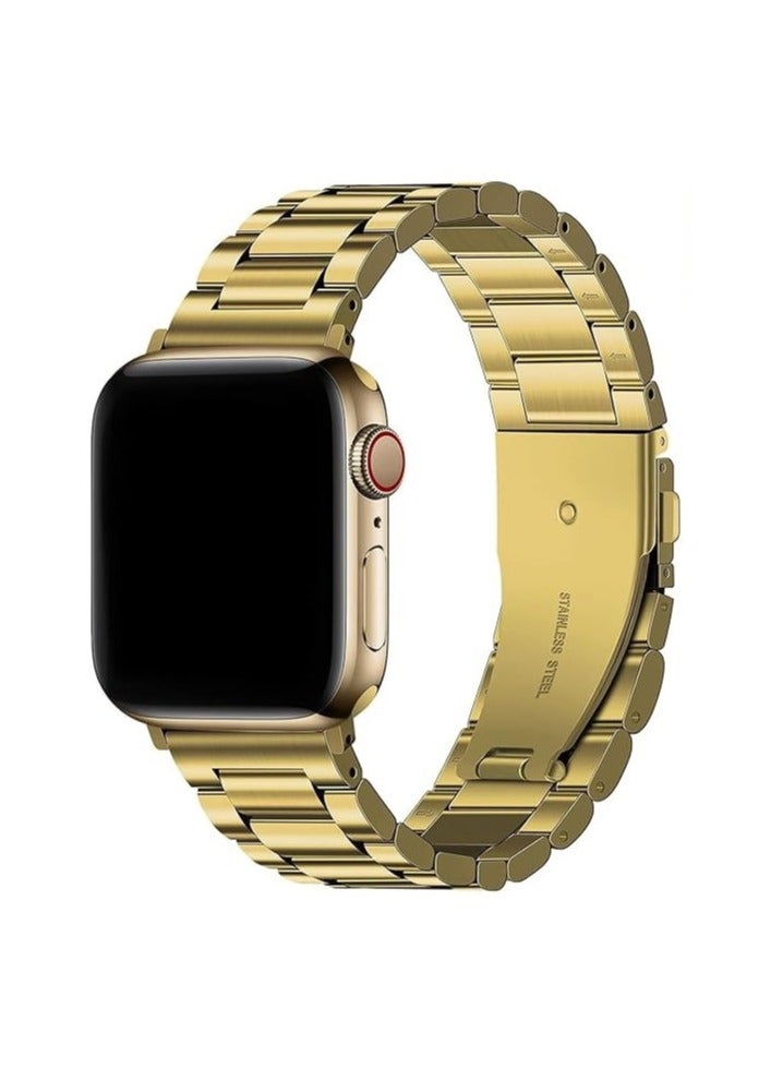 iBAND CHIN BAND APPLE WATCH ستانلس ستيل 42/44/45/46/49 ملم ذهبي - Image 1