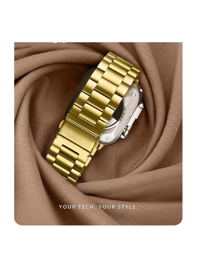 iBAND CHIN BAND APPLE WATCH ستانلس ستيل 42/44/45/46/49 ملم ذهبي - Image 2
