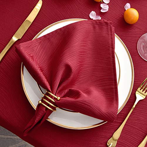 maxmill Jacquard Cloth Napkin 20 x 20 Inch Swirl Pattern Solid Washable Polyester Dinner Napkins Set of 4 with Hemmed Edges Great for Family Holiday Dinners Weddings Parties and Banquets Red - Image 4