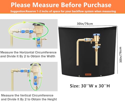 Wsobue Winter Pipe Insulation Cover 5F Insulated Backflow Preventer Freeze Protection Pump Cover SprinklerWellValve Head Cover Black 30W x30H - Image 3