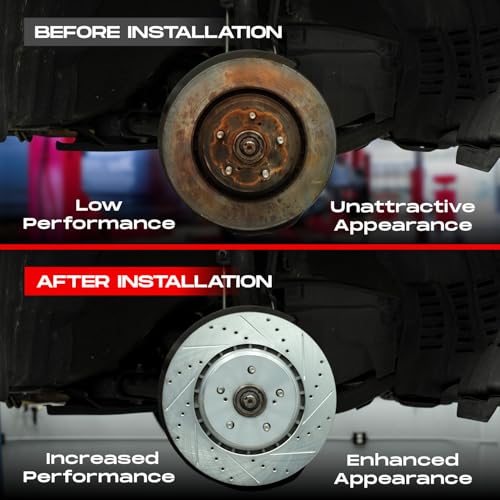 R1 Concepts Rear Brakes and Rotors Kit |Rear Brake Pads| Brake Rotors and Pads| Ceramic Brake Pads and Rotors |fits 2010-2019 Hyundai Santa Fe, Santa Fe Sport, Santa Fe XL, Kia Sorento - Image 5
