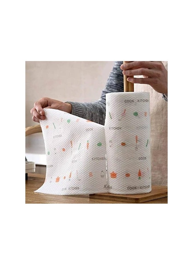 Generic - Reusable Washable Non-Woven Kitchen Towel Roll, Printed Non-Stick Kitchen Paper Roll, Special Dish Wiping Paper Towel, Cleaning Cloth (50 Wipes) Pack of 1 - Image 1