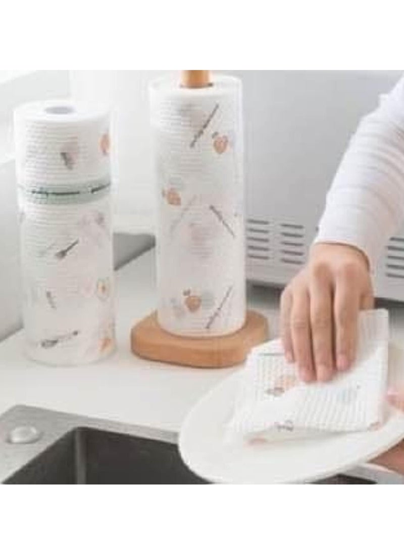 Generic - Reusable Washable Non-Woven Kitchen Towel Roll, Printed Non-Stick Kitchen Paper Roll, Special Dish Wiping Paper Towel, Cleaning Cloth (50 Wipes) Pack of 1 - Image 1
