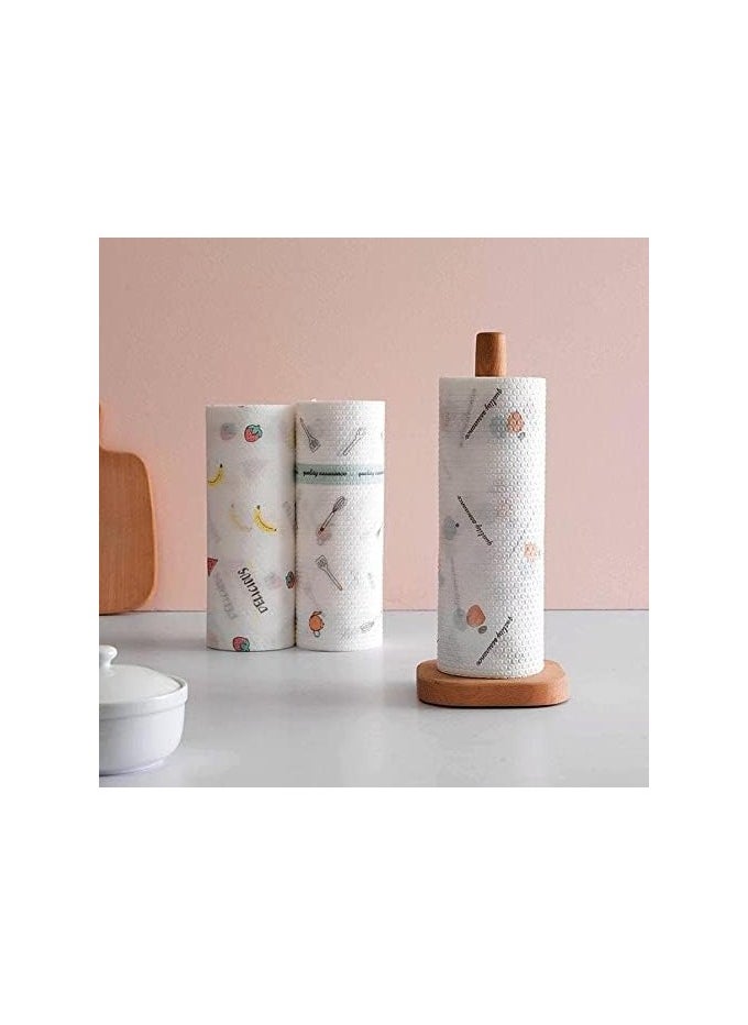 Generic - Reusable Washable Non-Woven Kitchen Towel Roll, Printed Non-Stick Kitchen Paper Roll, Special Dish Wiping Paper Towel, Cleaning Cloth (50 Wipes) Pack of 1 - Image 1