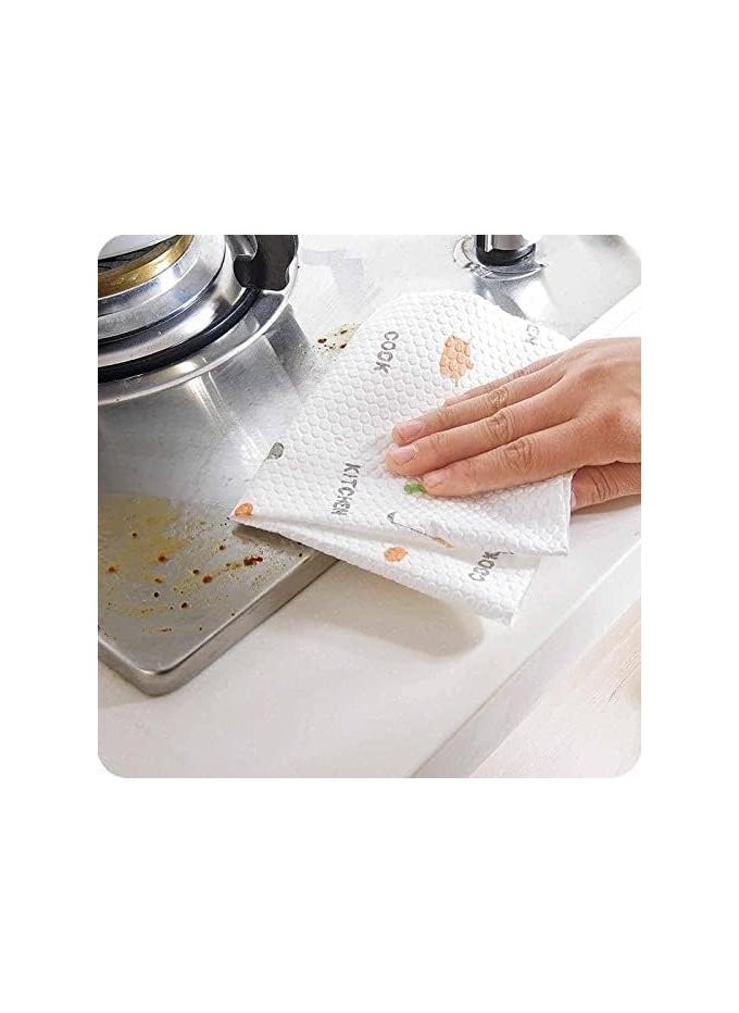 Generic - Reusable Washable Non-Woven Kitchen Towel Roll, Printed Non-Stick Kitchen Paper Roll, Special Dish Wiping Paper Towel, Cleaning Cloth (50 Wipes) Pack of 1 - Image 1