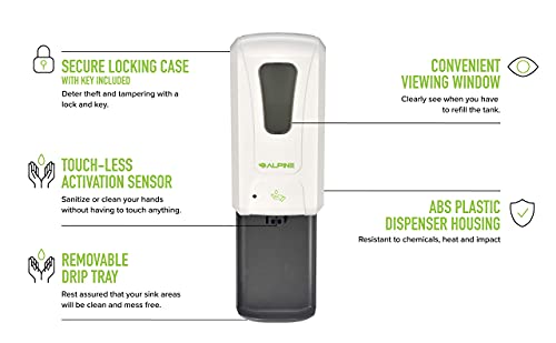 Alpine Industries Alpine Automatic Hand Sanitizer Dispenser - Touchless Soap Dispenser with Drip Tray for Restaurant, Hospital, School, Hotel, Kitchen and Bathroom -1200mL Liquid, Gel White - Image 2