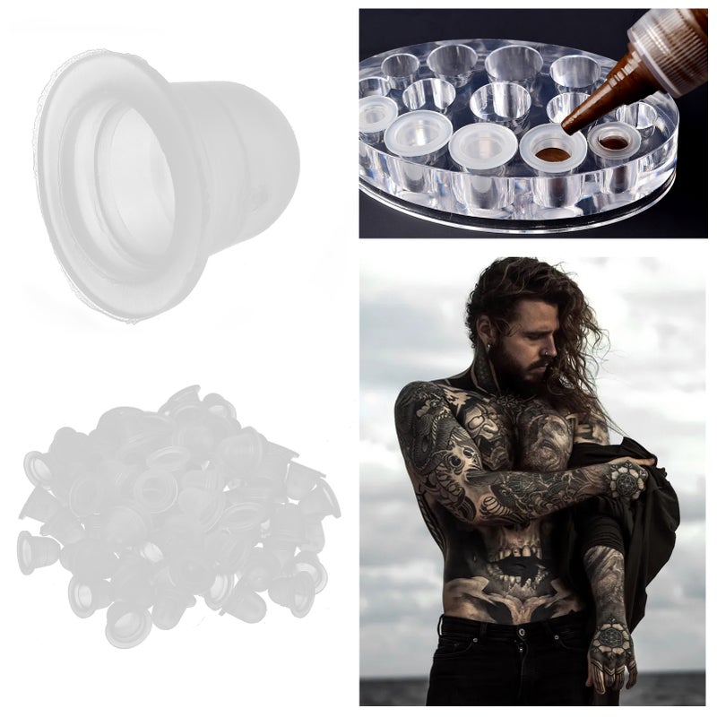 100pcs Disposable Tattoo Ink Cups Silicone Microblading Pigment Caps for Permanent MakeupS - Image 3