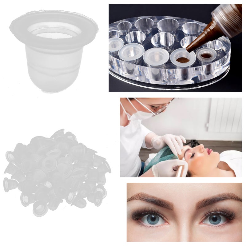 100pcs Disposable Tattoo Ink Cups Silicone Microblading Pigment Caps for Permanent MakeupS - Image 4