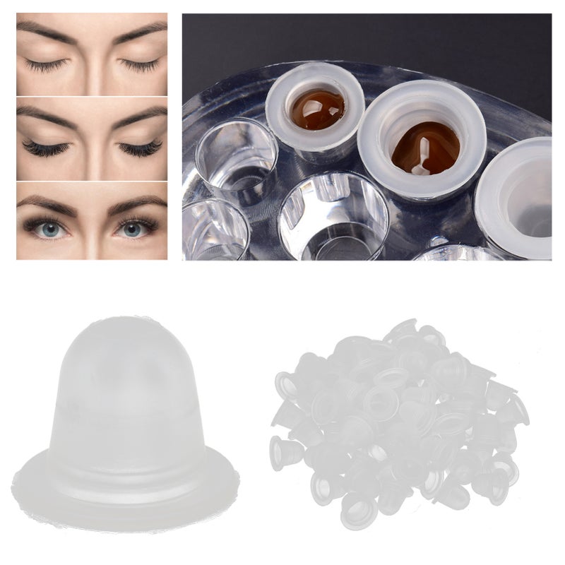 100pcs Disposable Tattoo Ink Cups Silicone Microblading Pigment Caps for Permanent MakeupS - Image 5