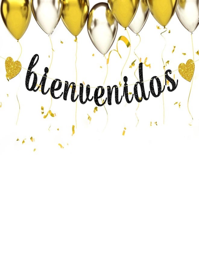Maicaiffe Bienvenidos Banner - Spanish Welcome Theme Party Decor - Mexican Welcome Back Party Decorations, Black Glitter - Image 4