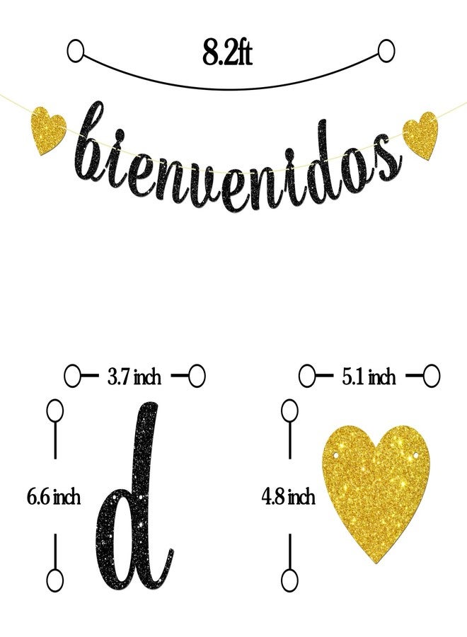Maicaiffe Bienvenidos Banner - Spanish Welcome Theme Party Decor - Mexican Welcome Back Party Decorations, Black Glitter - Image 2