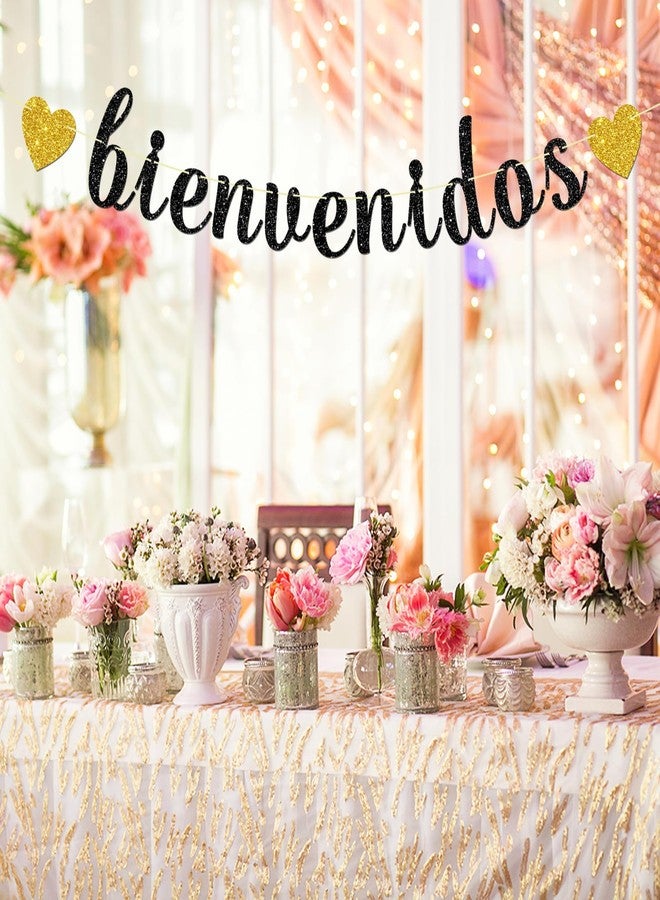Maicaiffe Bienvenidos Banner - Spanish Welcome Theme Party Decor - Mexican Welcome Back Party Decorations, Black Glitter - Image 5