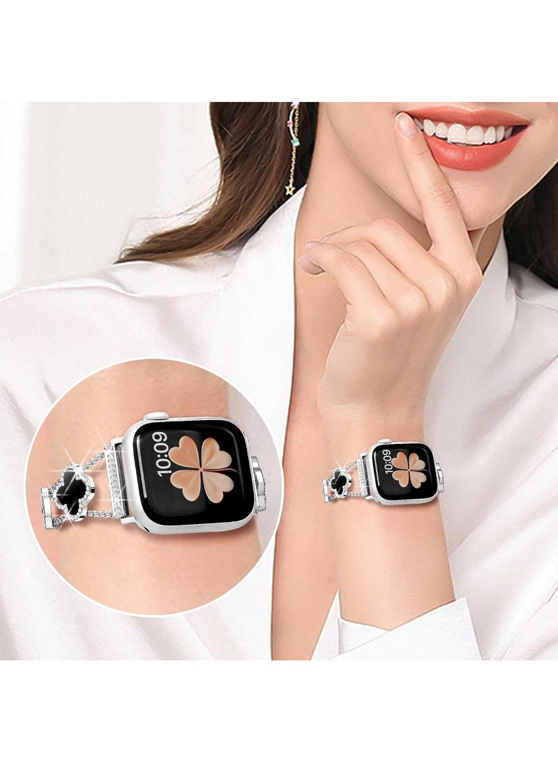 Y&D For Apple Watch 38/40/41MM Fashion Diamond Clover Metal Strap  - Image 3