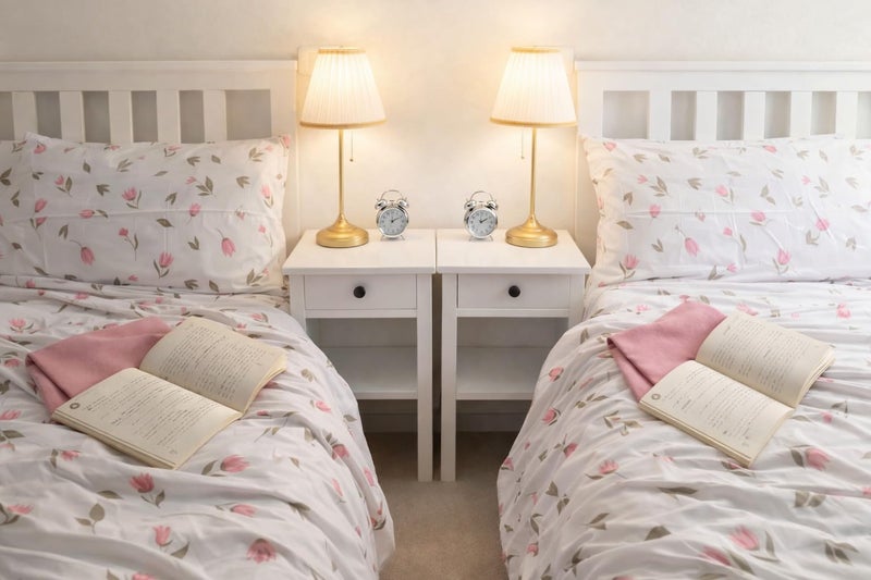 4 Piece Kids Duvet Cover Set, Amreya Cotton, 2 Duvet Cover 180x240cm with 2 Pillow Cases 50x70cm, Zipper, Anti-Pilling, Rose Flower Pattern