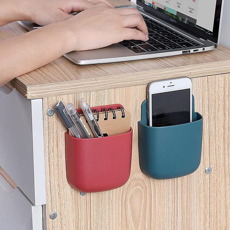 draval 6 Piece plastic Wall Mounted Storage Box Remote Storage Organizer Case for Air Conditioner TV Mobile Phone Plug Holder Stand Rack (Pack of 6 Pieces) (Multi-Color),Inside,Multicolor - Image 3