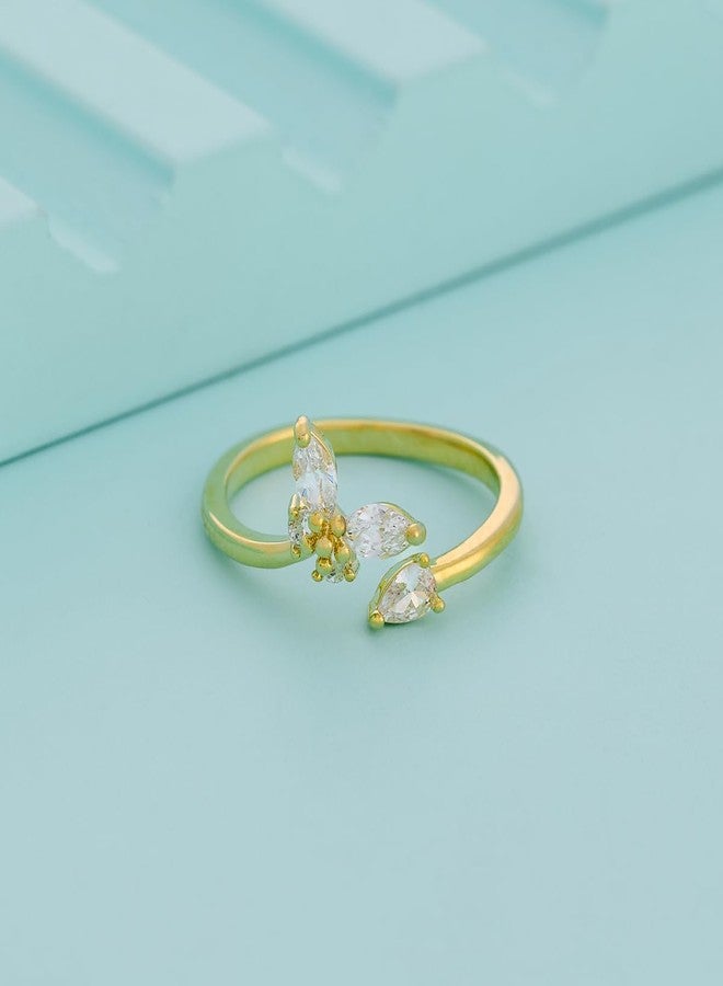 KUSHAL'S Fashion Jewellery White Gold Polished Copper Trendy Zircon Finger ring, Best for Casual Wear & Special Occasion - 455293 - Image 2