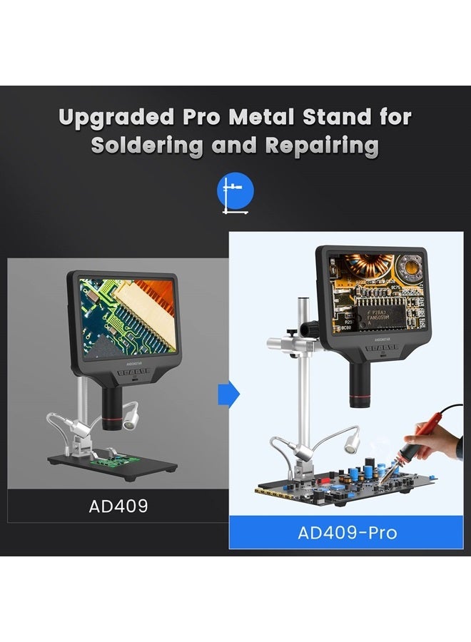 Andonstar AD409 Pro HDMI Digital Microscope, 10.1 inch Soldering Microscope, 300X USB Electronic Microscope Camera for Professional PCB Soldering, Circuit Board, Supports Windows PC - Image 2