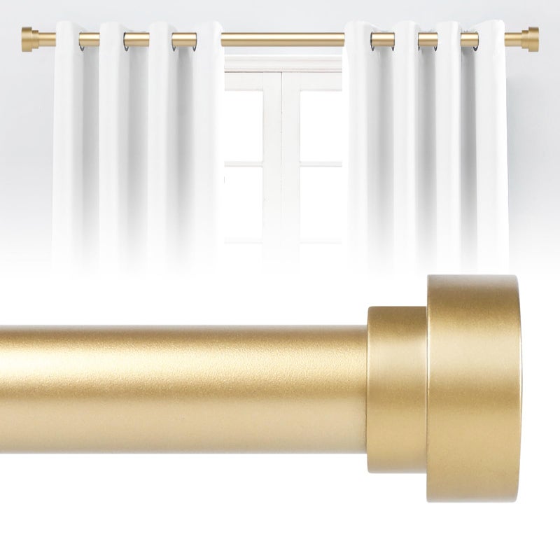 hei! dear Gold Curtain Rods for Windows 30 to 42 Inch(2.5-3.5ft), 1 Inch Diameter Heavy Duty Curtain Rods, Adjustable Curtains Rod, Modern Decorative Drapery Rod, 30-42" Brass Gold - Image 1