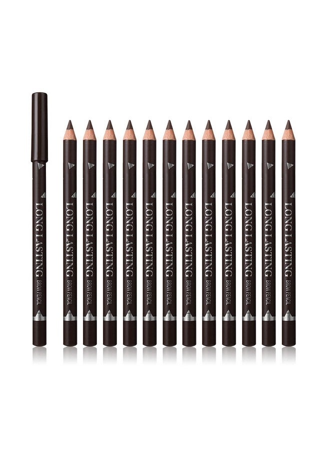 Sumeitang SUMEITANG 12 Pcs Dark Brown Eyebrow Pencil Eyeliner Makeup，Soft Textured，Easy to Color，Waterproof，Long Lasting Eyebrow Tint Pen for Fills in Sparse Areas and Gaps Create a Natural Eye Brow - Image 1