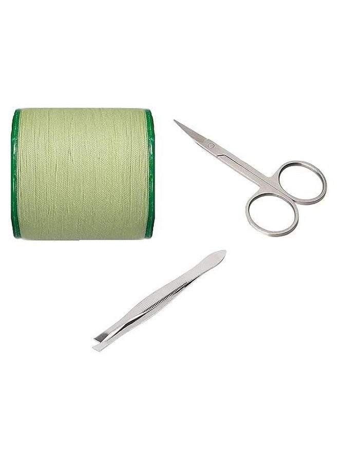 Rinpoche Stainless Steel Cuticle Mini Scissor and Tweezers with Cotton Eyebrow Threading Thread for Nail, Eyebrows, Eyelash, Nose Hair (Multicolor) (Pack Of 3) - Image 1