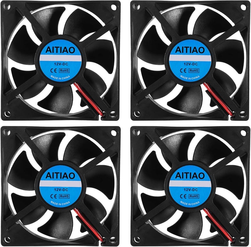AITIAO 4PCS 8025 Dual Ball Bearing Quiet Computer Case Fan 12V DC 80mm 80mm 25mm High Speed Muffin Cooling Fans for 3D Printer Computer Case Fan CPU Coolers DIY Cooling Ventilation Projects - Image 1