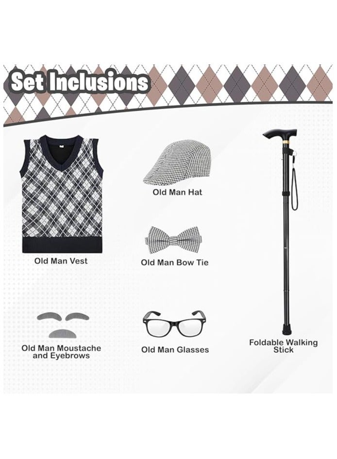 المنزل الذكي زي الرجل العجوز الذكي للأطفال الصغار، زي الجد العجوز مع قبعة وإكسسوارات أخرى - Image 2