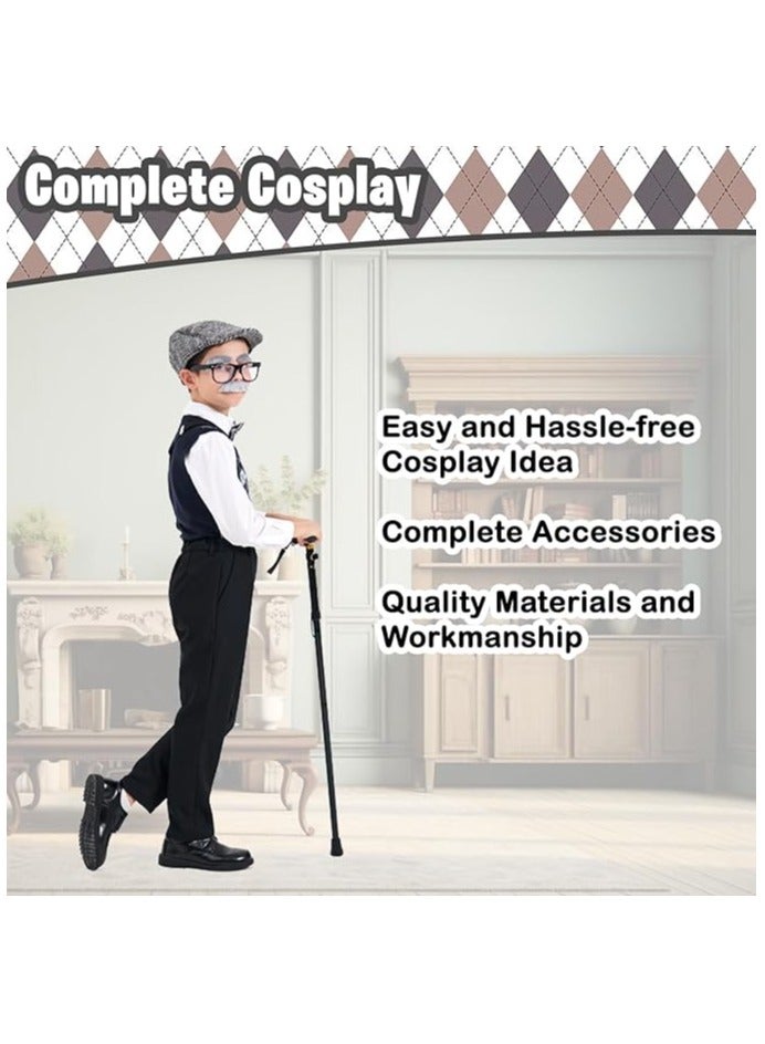 المنزل الذكي زي الرجل العجوز الذكي للأطفال الصغار، زي الجد العجوز مع قبعة وإكسسوارات أخرى - Image 3