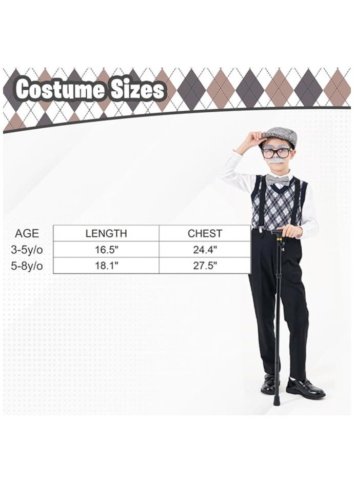 المنزل الذكي زي الرجل العجوز الذكي للأطفال الصغار، زي الجد العجوز مع قبعة وإكسسوارات أخرى - Image 4