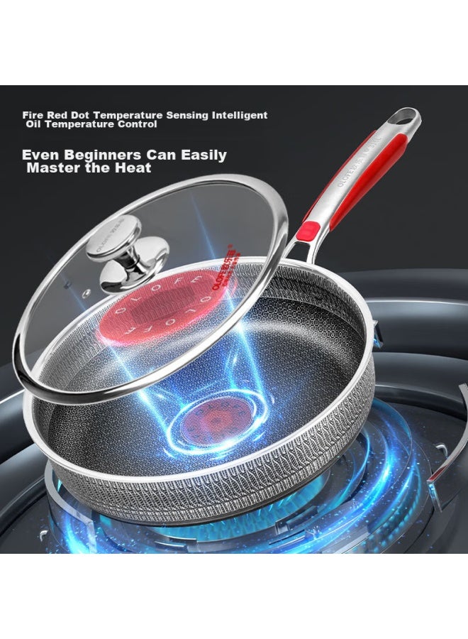 Olofe Antibacterial Flat-bottom Frying Pan, 316l Stainless Steel, Double-sided Honeycomb Non-stick, For Breakfast, Steak, Pancakes, Grilled Meat, And Fried Eggs, 26cm - Image 5