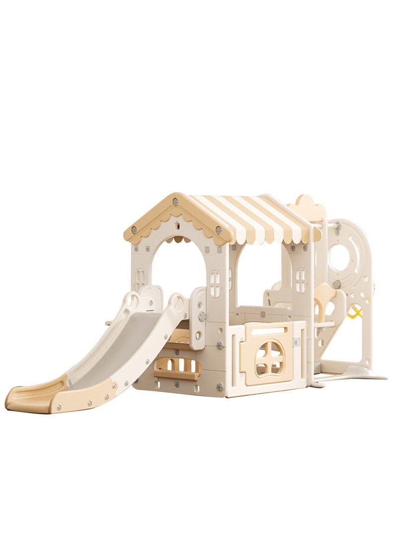 MaBaby 5 in 1 Toddler Slide and Swing Set, Kid Slide for Toddlers Age 1-3, Tent Themed Baby Slide with Basketball Hoop, Indoor Outdoor Slide Toddler Playset Toddler Playground  - Image 1