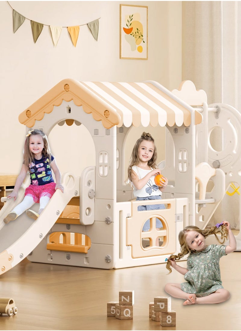 MaBaby 5 in 1 Toddler Slide and Swing Set, Kid Slide for Toddlers Age 1-3, Tent Themed Baby Slide with Basketball Hoop, Indoor Outdoor Slide Toddler Playset Toddler Playground  - Image 5
