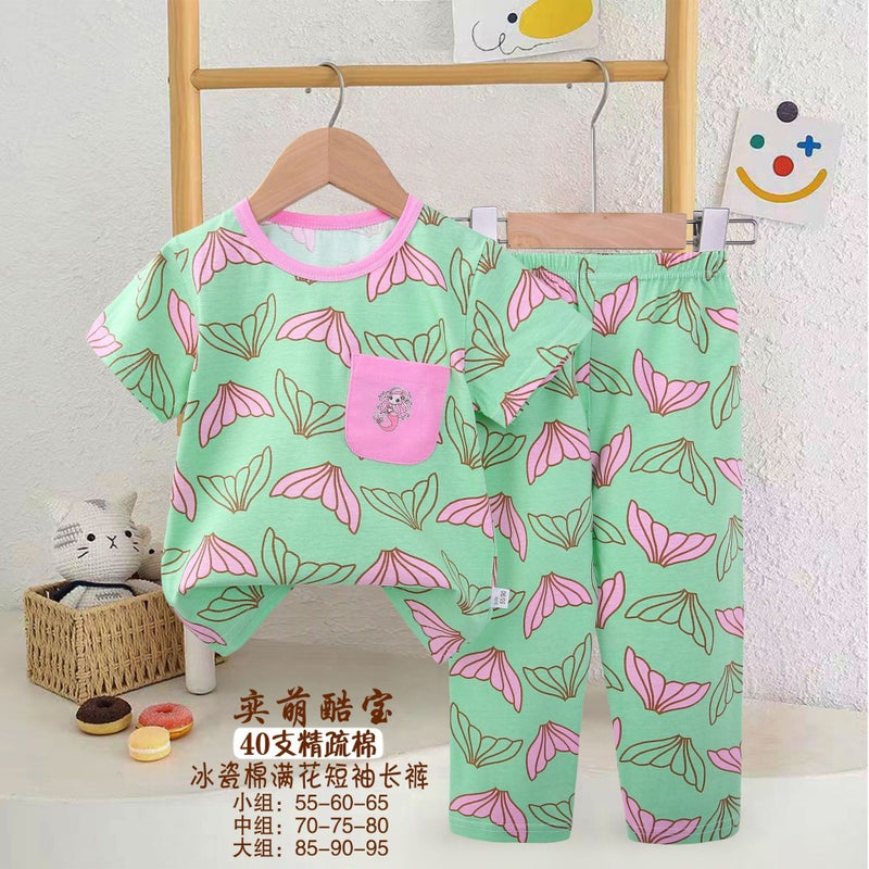 Children'S Clothing New Children'S Air Conditioning Clothing Home Clothing Korean Version Of Short Sleeve Pants Underwear Suit Baby Pajamas - Image 4