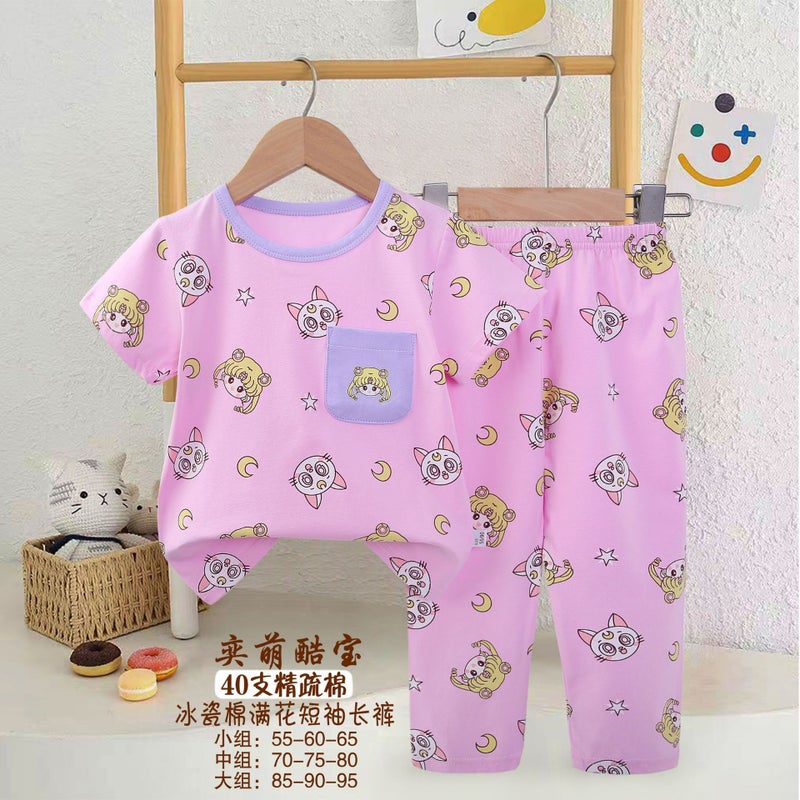 Children'S Clothing New Children'S Air Conditioning Clothing Home Clothing Korean Version Of Short Sleeve Pants Underwear Suit Baby Pajamas - Image 1