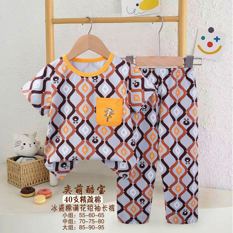 Children'S Clothing New Children'S Air Conditioning Clothing Home Clothing Korean Version Of Short Sleeve Pants Underwear Suit Baby Pajamas - Image 5