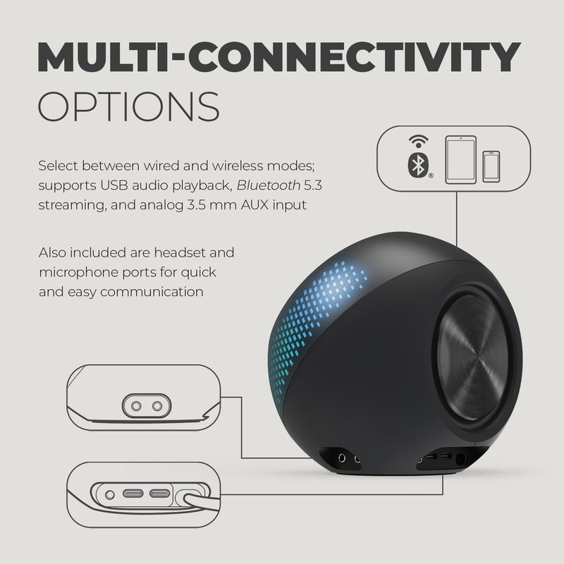 Creative Pebble X 2.0 USB-C Computer Speakers with Customizable RGB Lighting, Bluetooth 5.3, USB Audio, Up to 15W RMS Power for PC and Mac - Image 5