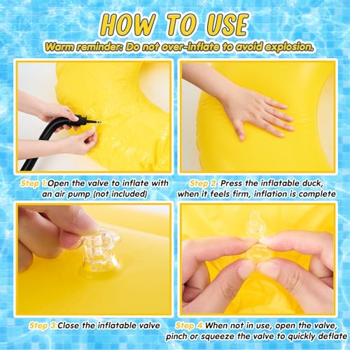Hungdao 2 Pcs Funny Duck Pool Floats Large 39.4'' Rubber Ducks Floatie Inflatable Tube Swim Ring Giant for Summer Beach Swimming Pool Carnival Birthday Party Floaty Supplies Adults (Cute) - Image 4