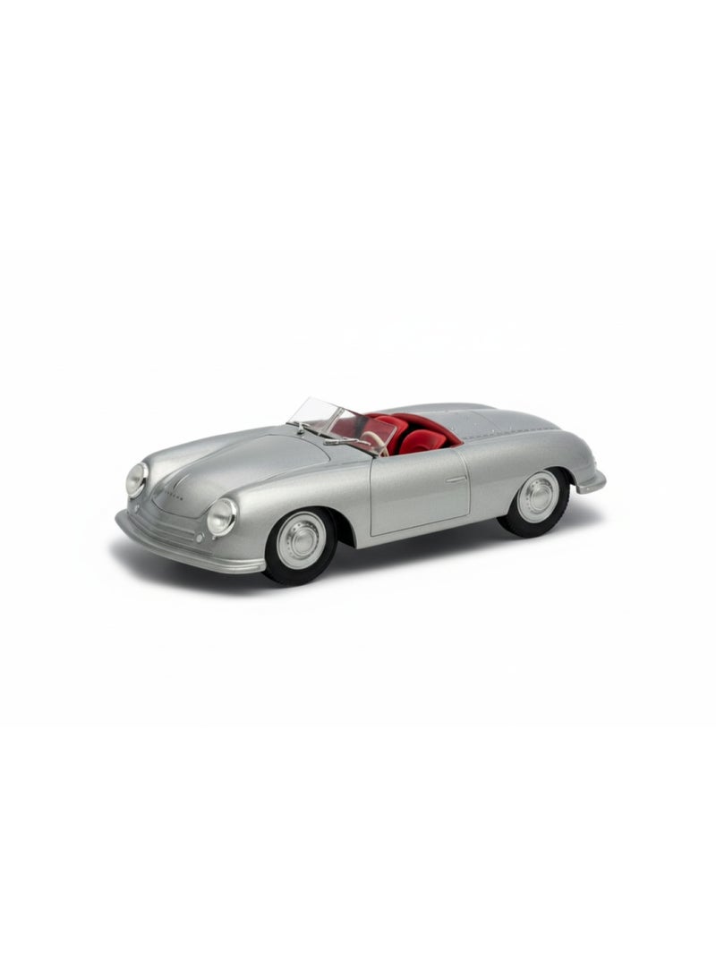 Welly 1:24 Scale Porsche Diecast Model Car - Classic Silver Vintage Replica with Red Interior - Image 1