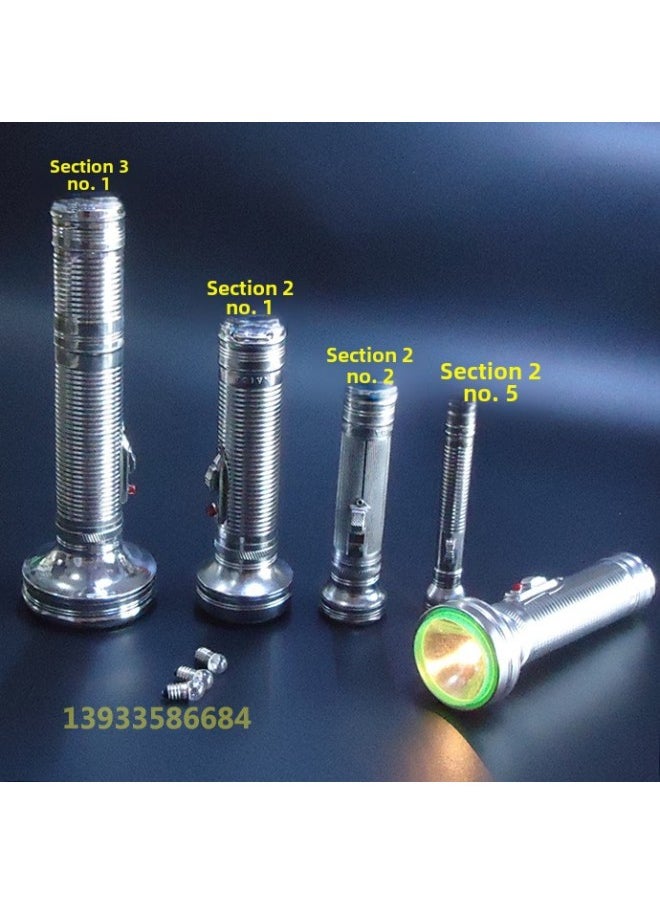 Generic - Old-fashioned Iron Flashlight No. 1, No. 2, No. 5 Battery Yellow Tungsten Bulb Glass Sheet Tiger Head Kaida-Product Specifications:(small) No. 2 2 Long Head Pattern + 5 Bulbs (without Battery) - Image 1