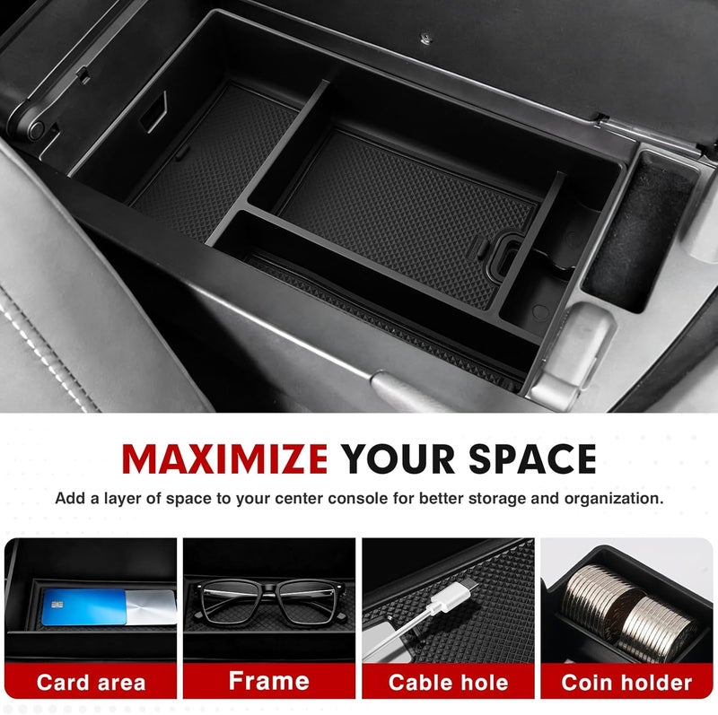 Autorder Center Console Organizer for 2022 2023 2024 2025 Lexus NX NX 250/NX 350/NX 350h 450h+ Accessories Armrest Storage Box Secondary Insert Tray with Anti-Slip Mat - Image 3