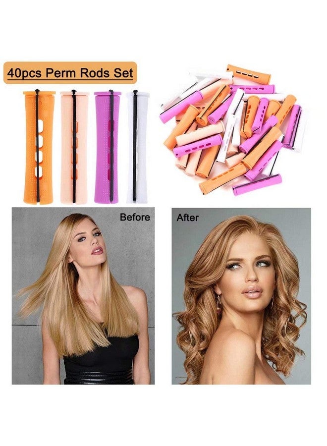 Alimiriam 40Pcs Perm Rods Set For Natural Hair 4 Sizes Cold Wave Rods Hair Rollers For Women Hair Curling Rods For Long Medium Small Hair Curler Styling Diy Hairdressing Tools（Orange+Beige+Purple+White） - Image 5