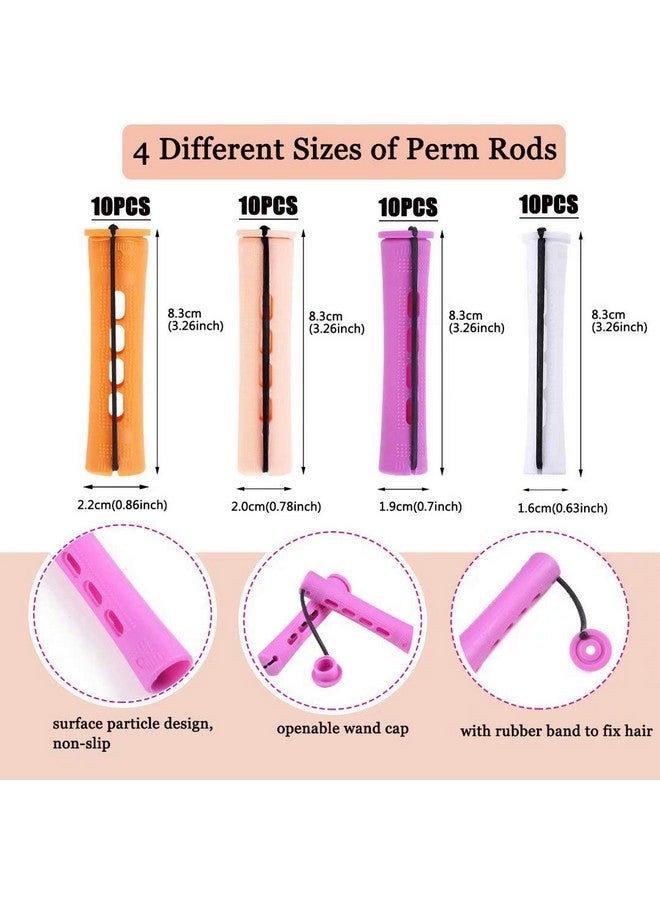Alimiriam 40Pcs Perm Rods Set For Natural Hair 4 Sizes Cold Wave Rods Hair Rollers For Women Hair Curling Rods For Long Medium Small Hair Curler Styling Diy Hairdressing Tools（Orange+Beige+Purple+White） - Image 4