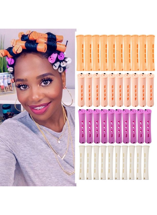 Alimiriam 40Pcs Perm Rods Set For Natural Hair 4 Sizes Cold Wave Rods Hair Rollers For Women Hair Curling Rods For Long Medium Small Hair Curler Styling Diy Hairdressing Tools（Orange+Beige+Purple+White） - Image 1