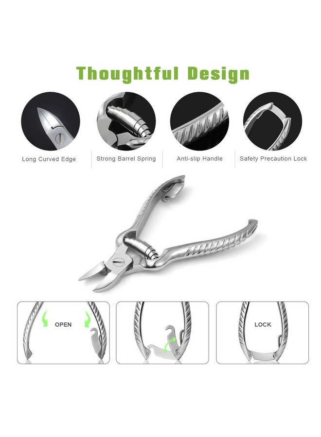 BEZOX Heavy Duty Podiatrist Toenail Clippers for Thick and Ingrown Nails, Stainless Steel Toe Nail Clipper, Pordiatry Ingrwon Toenail Tools - Silver - Image 3