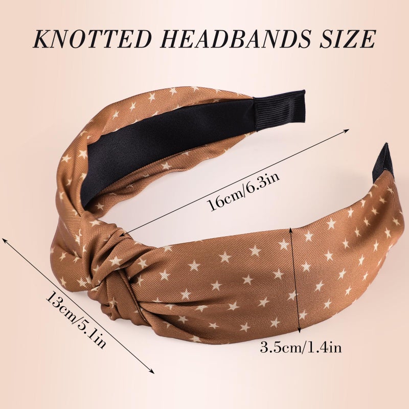 obeoby Non-Slip Knotted Headbands for Women and Girls, Brown Plaid Headbands Light Cute Hair Accessories Set - Image 2