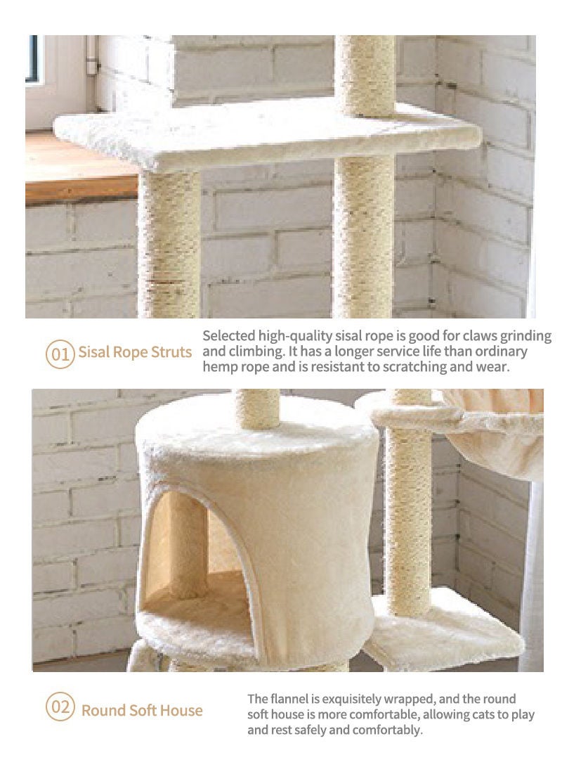 Kidle Living Equipment Cat Play Tower Cat Toy Multi Level Platform Cat Tree Sisal Pillar Large Cat Climbing Frame Cat Nest Luxury Cat Scratch Post Cat Tree - Image 3
