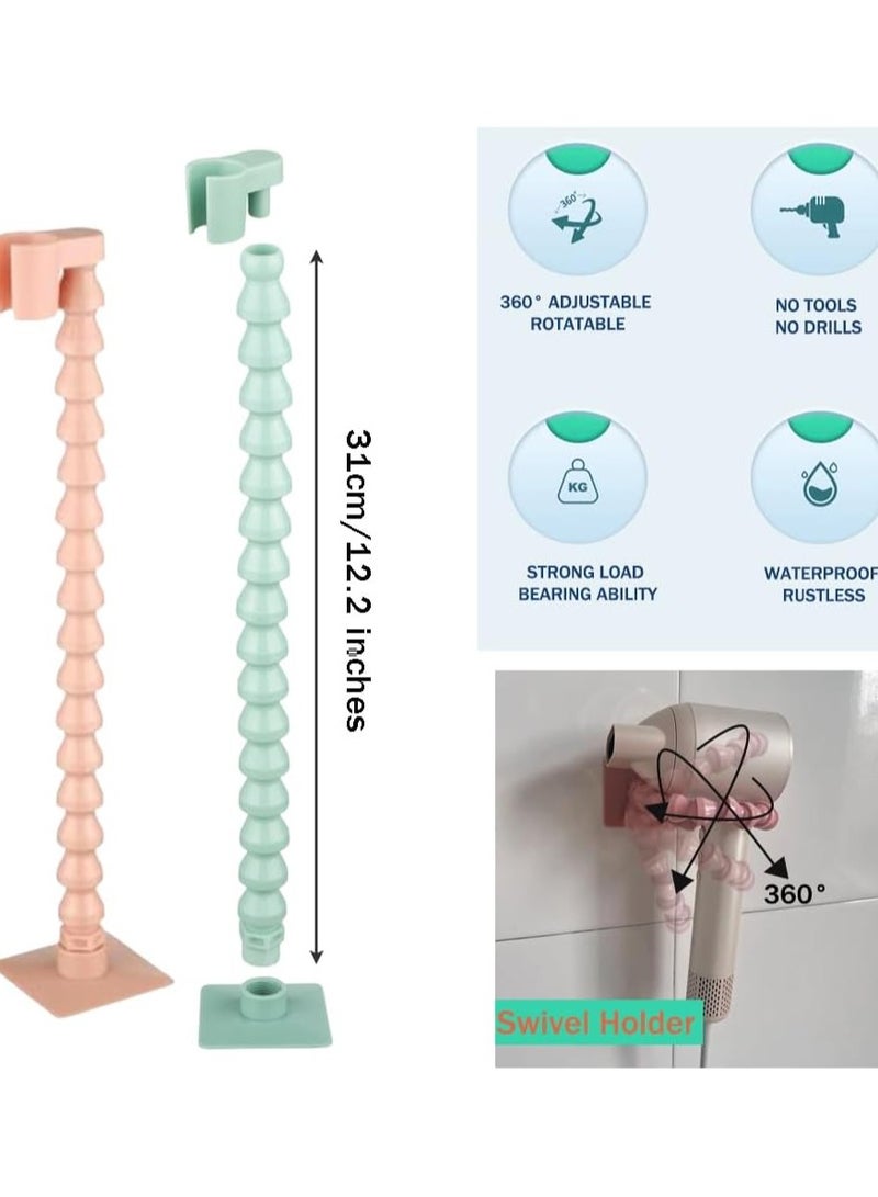 2pcs Adjustable Toilet Paper Holder,Multifunctional Swivel Shower Head Hair Sryer Holder Towel Hanger,Flexible Slipper Holder,Wall Holder for Bathroom Kitchen  - Image 4