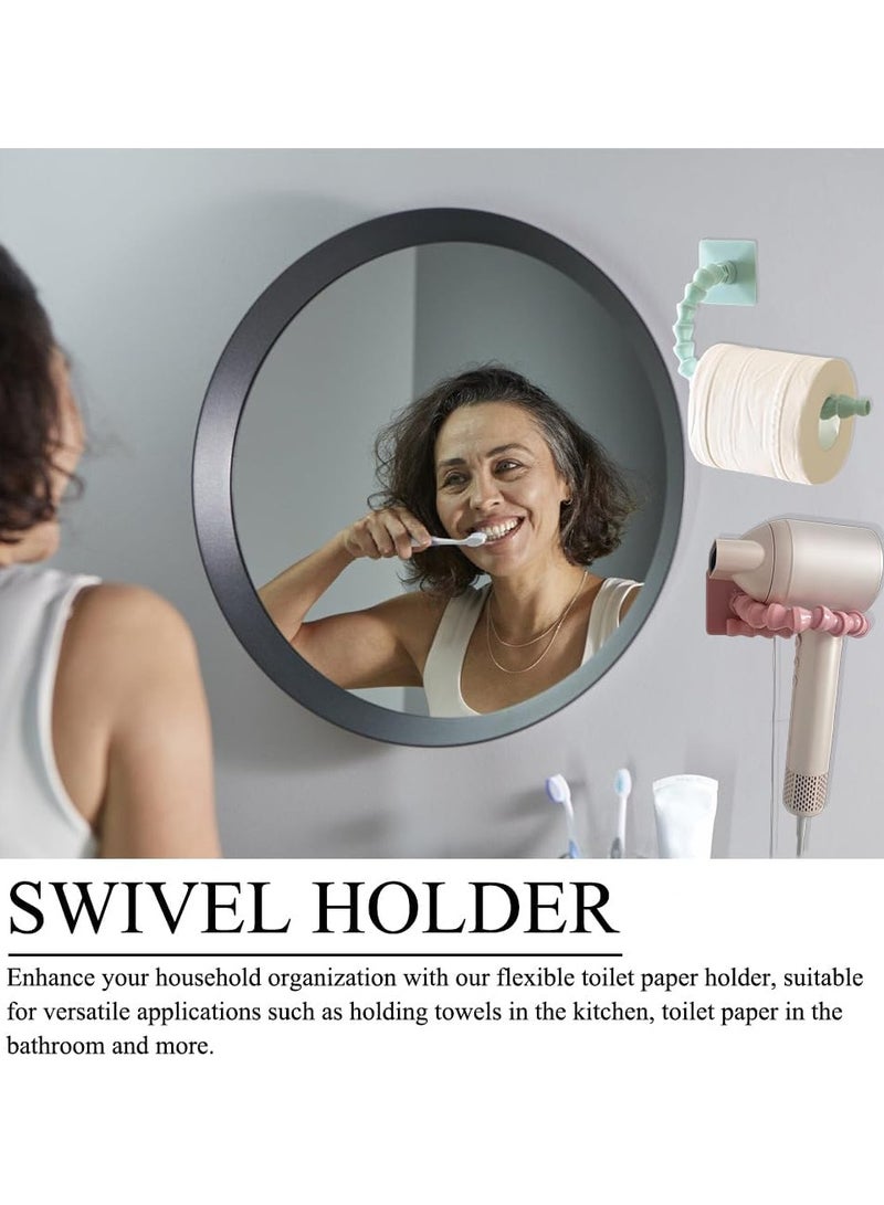 2pcs Adjustable Toilet Paper Holder,Multifunctional Swivel Shower Head Hair Sryer Holder Towel Hanger,Flexible Slipper Holder,Wall Holder for Bathroom Kitchen  - Image 5