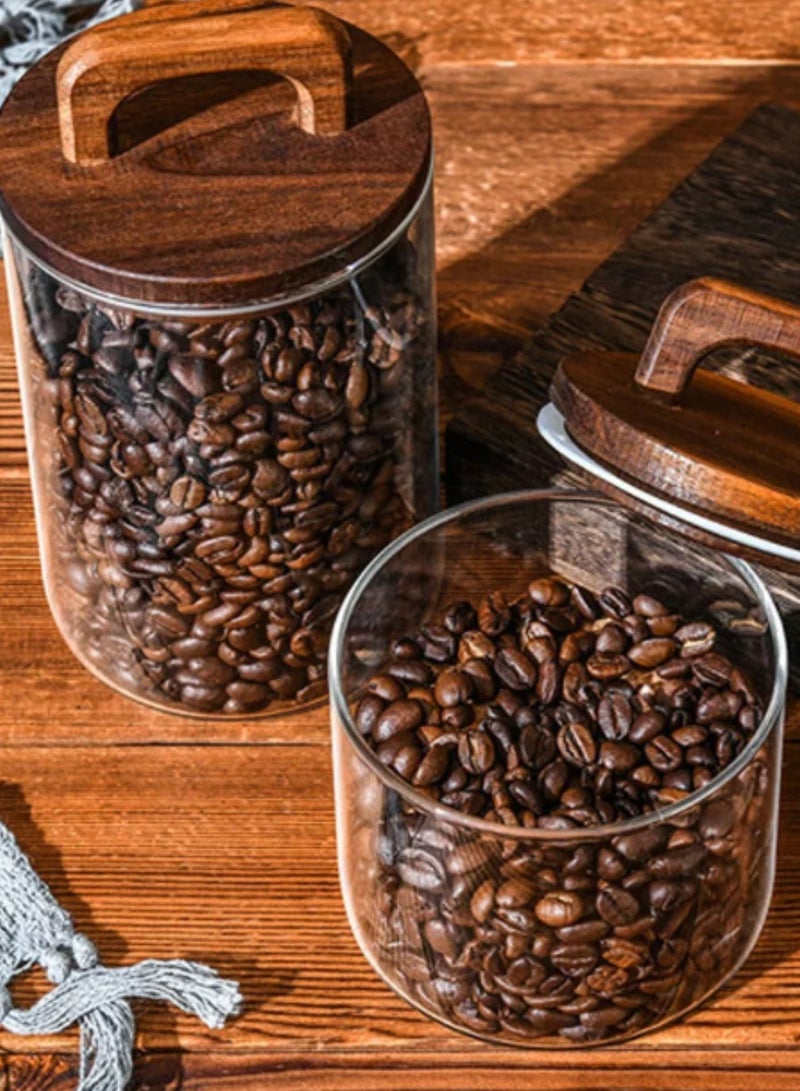 Danny Home Acacia Wood Glass Storage Jar 800ml - Image 4
