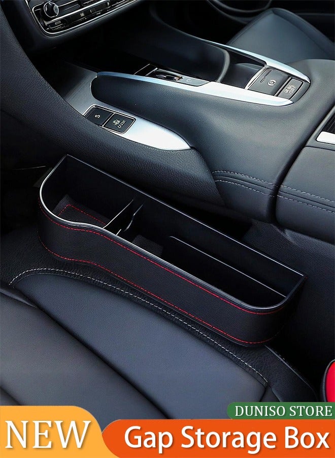 Loquat Car Seat Pockets Leather Car Console Side Organizer Seat Gap Filler Catch Caddy with Non-Slip - Image 1